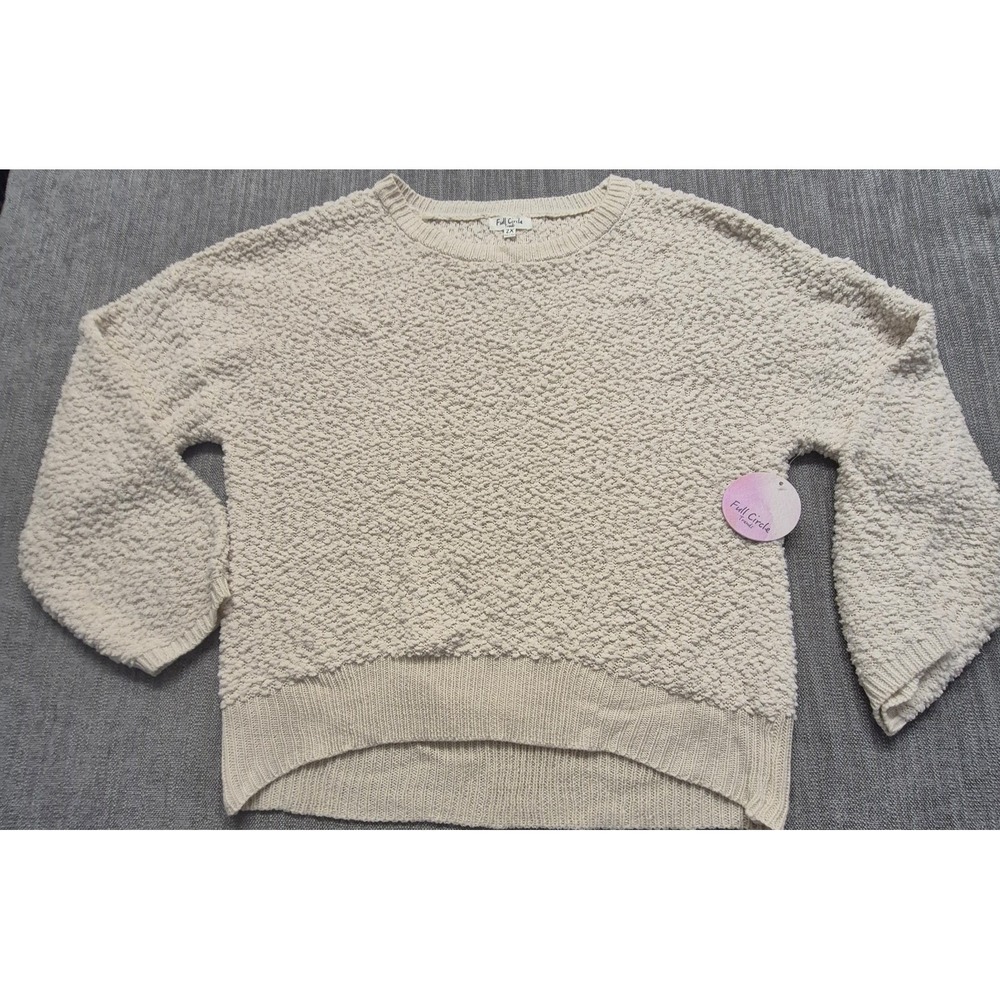 NWTโ Full Circle popcorn knit sweater women's 2X cream ivory pullover textured
